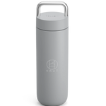 Matte Grey cylindrical tumbler with a silver handle, featuring the brand 'KOHI'.
