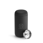 Matte Black cylindrical tumbler with a silver Splash Guard, featuring the brand 'KOHI'.