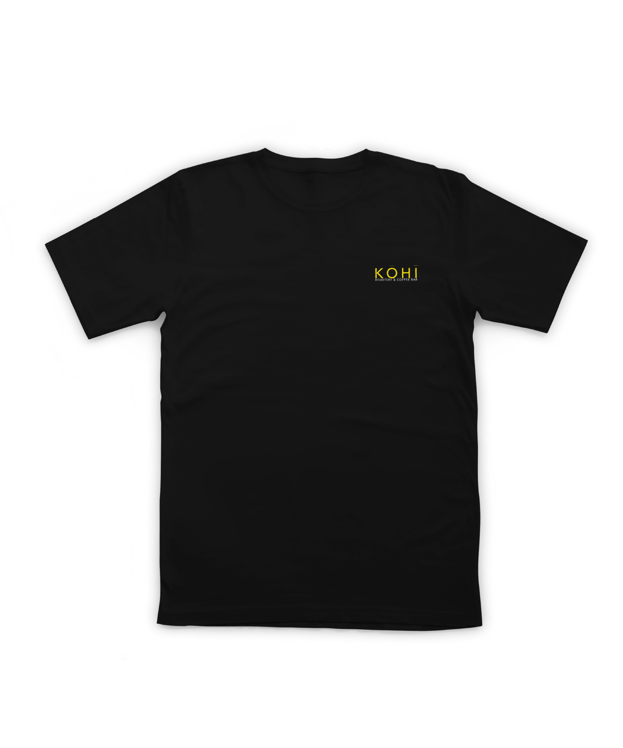 Black t-shirt with 'KOHJI' logo on a white background