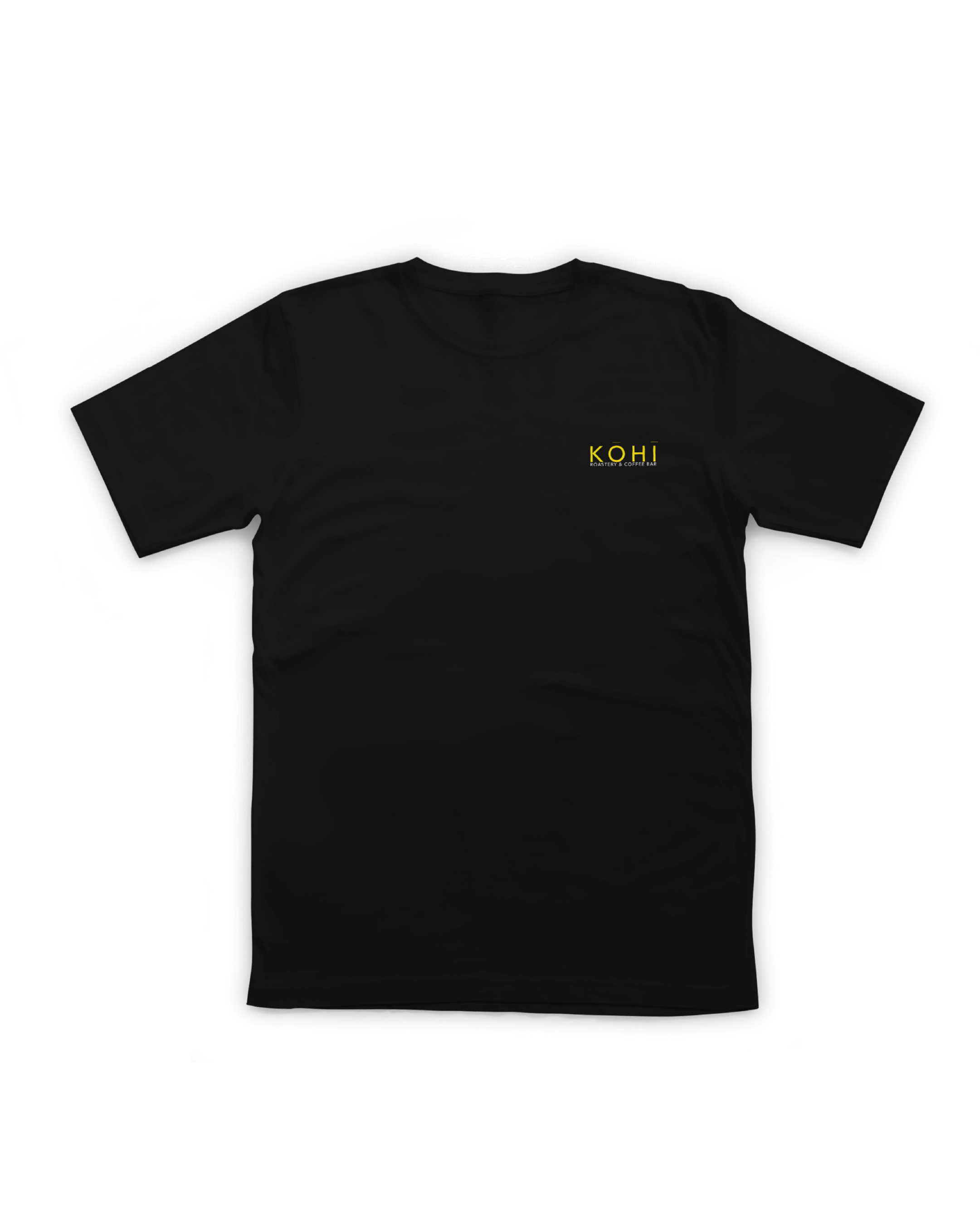 Black t-shirt with 'KOHJI' logo on a white background